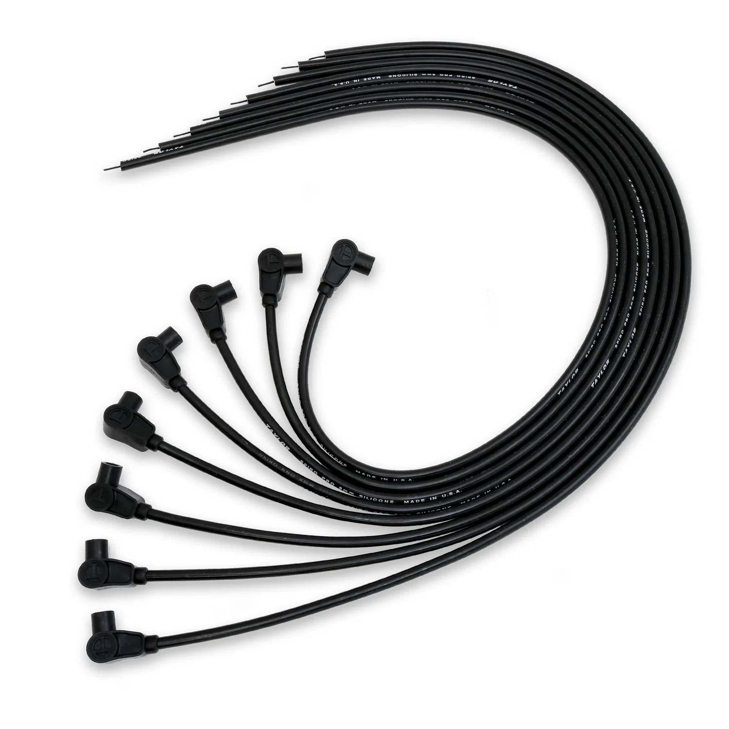 Spark Plug Wire Set Universal 8mm Silicone Spiro Pro 90_ 350 ohm_ft Black 73061